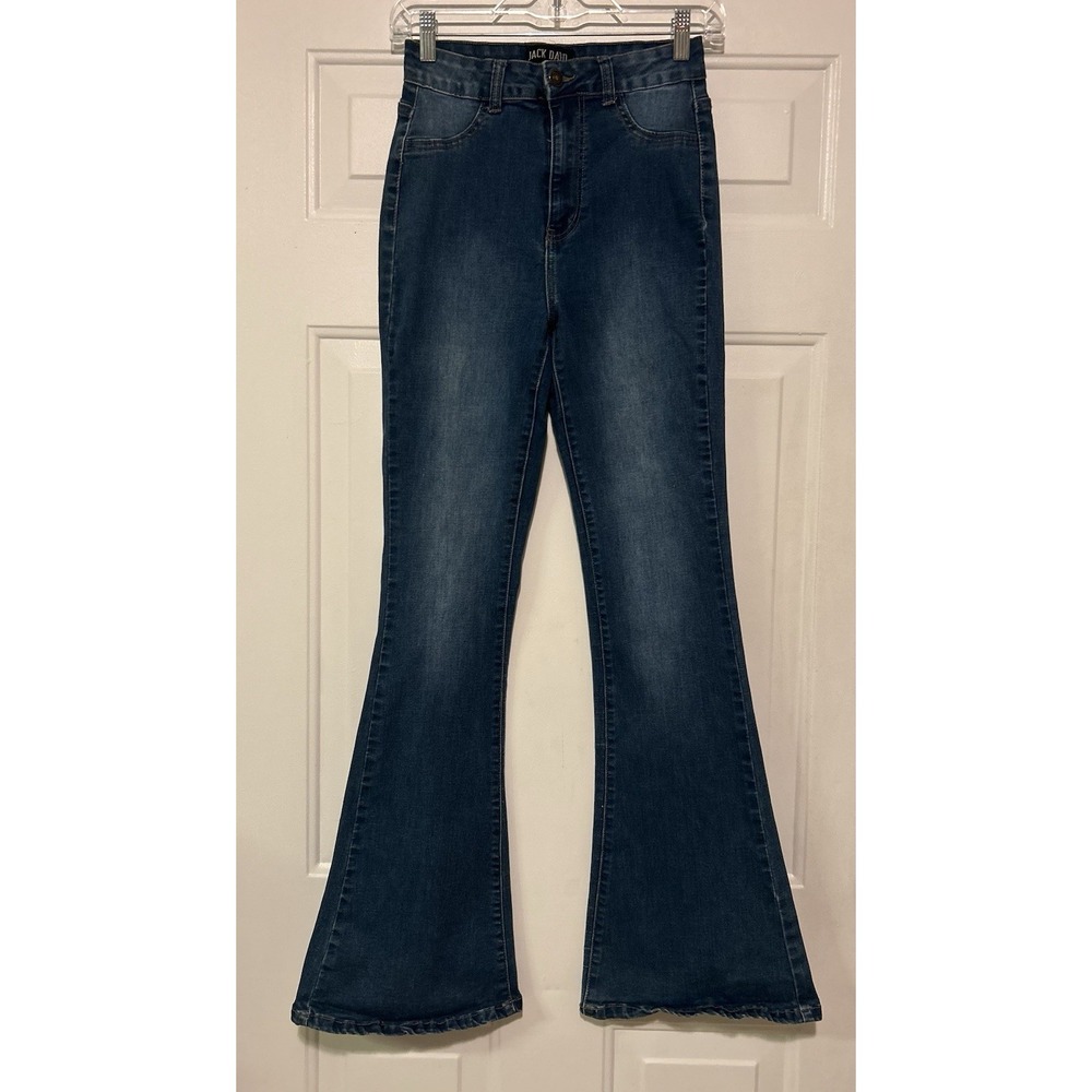 Jack David Womens High Waisted Flare Jeans Medium Wash Bell Bottom Denim‎ Size 9
